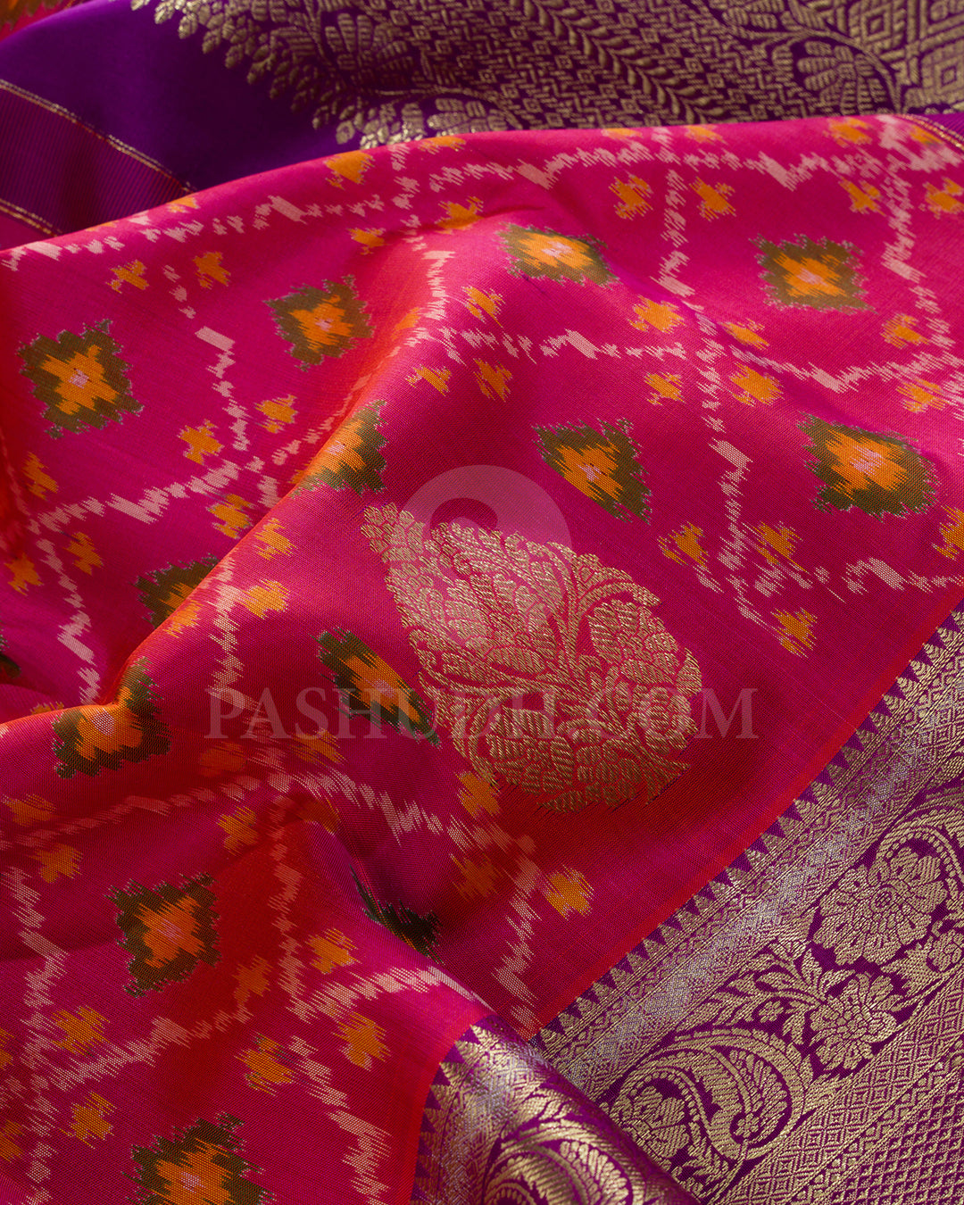 Dual Shaded Pink Shot Orange Kanjivaram Silk Saree-DA5