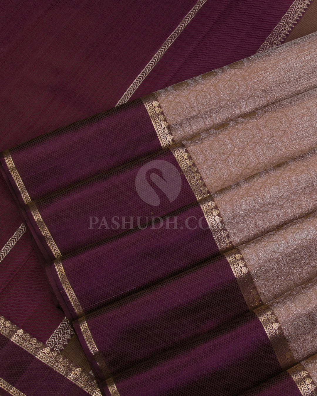 Light Brown and Purple Kanjivaram Silk Saree - D527(B)