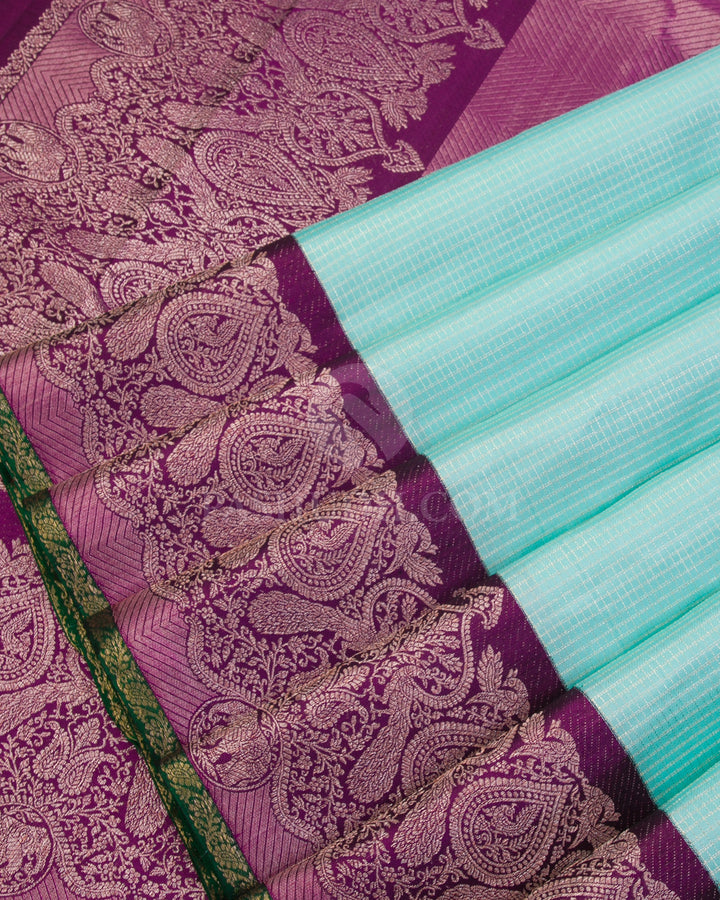 Sky Blue and Purple Kanjivaram Silk Saree - S1060(A)