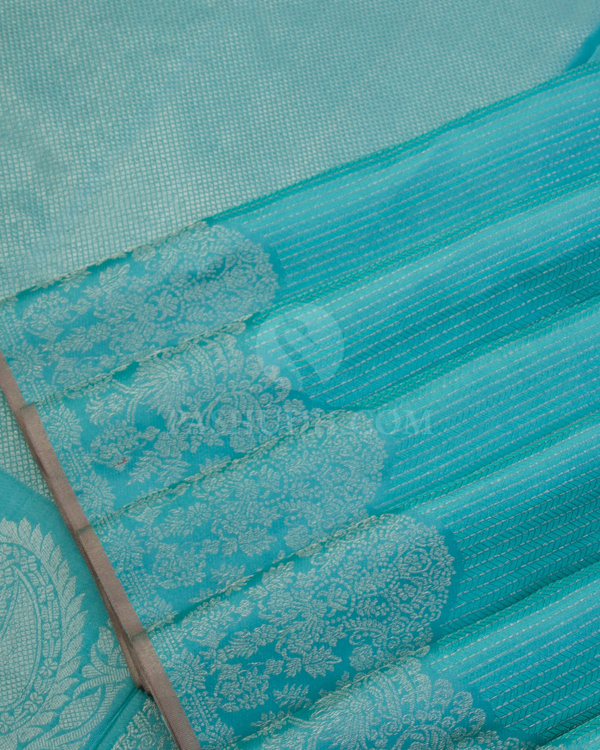 Sky Blue & Greige Kanjivaram Silk Saree - D512(A)  - View 3