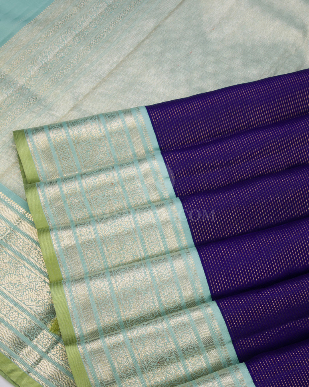 Royal Blue & Pale Sky Blue Kanjivaram Silk Saree - S864 - View 5