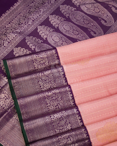 Baby Pink & Purple Kanjivaram Silk Saree - S853 - View 5