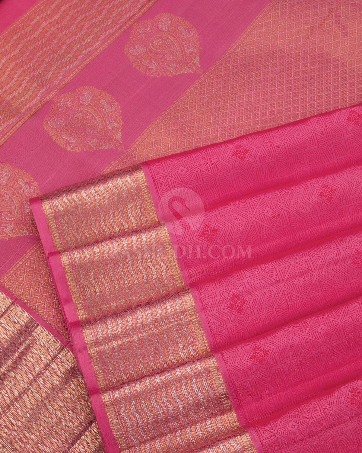 Roseberry Pink Kanjivaram Silk Saree - DJ219 - View 3\