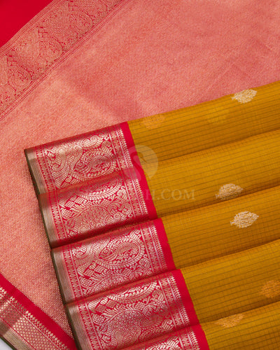 Yellow & Red  Zari Kanjivaram Silk Saree - S813 - View 5