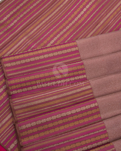 Chocolate and Pink Kanjivaram Silk Saree - S793- View 5