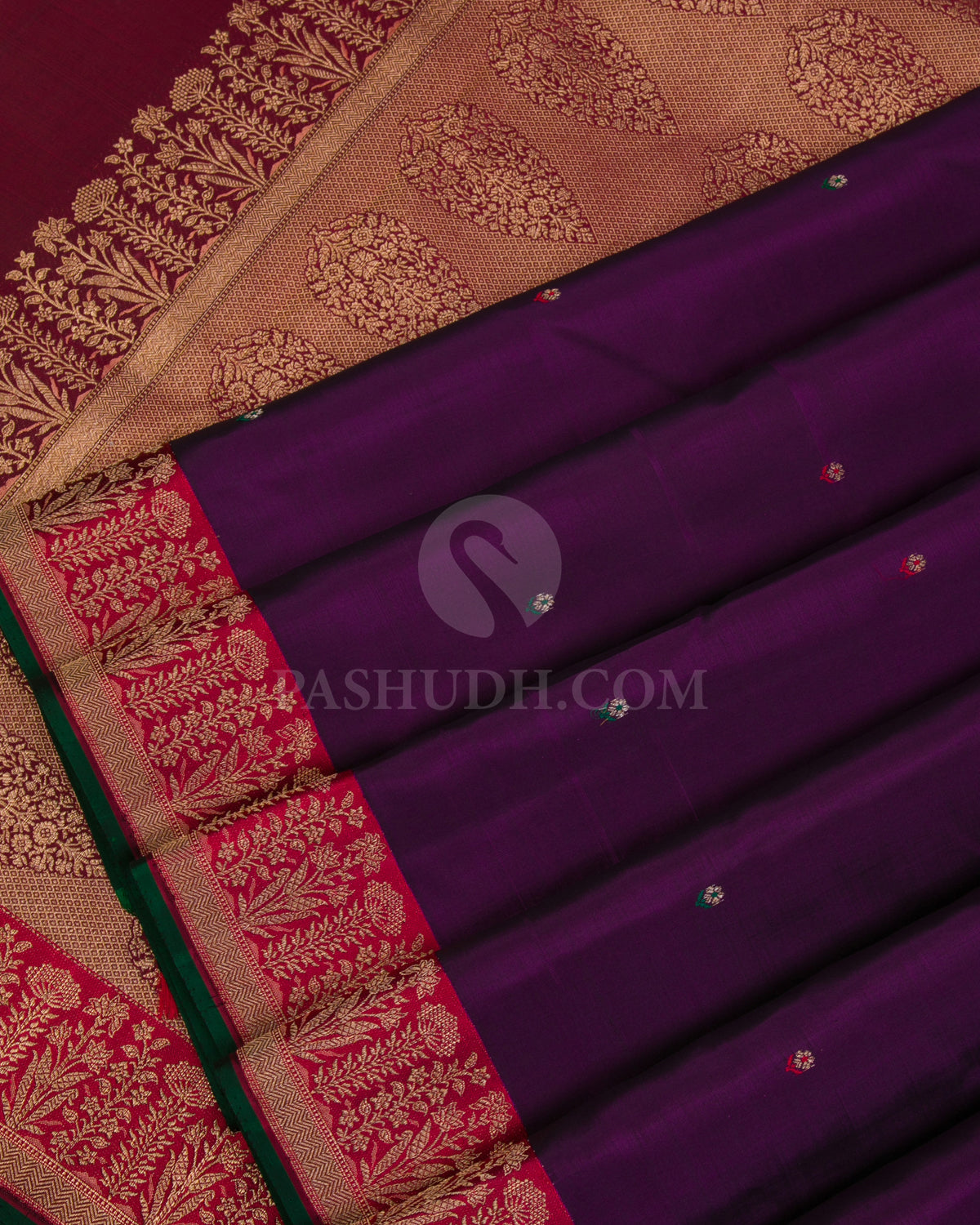 Violet & Red Kanjivaram Silk Saree - S1083(A) -View 4