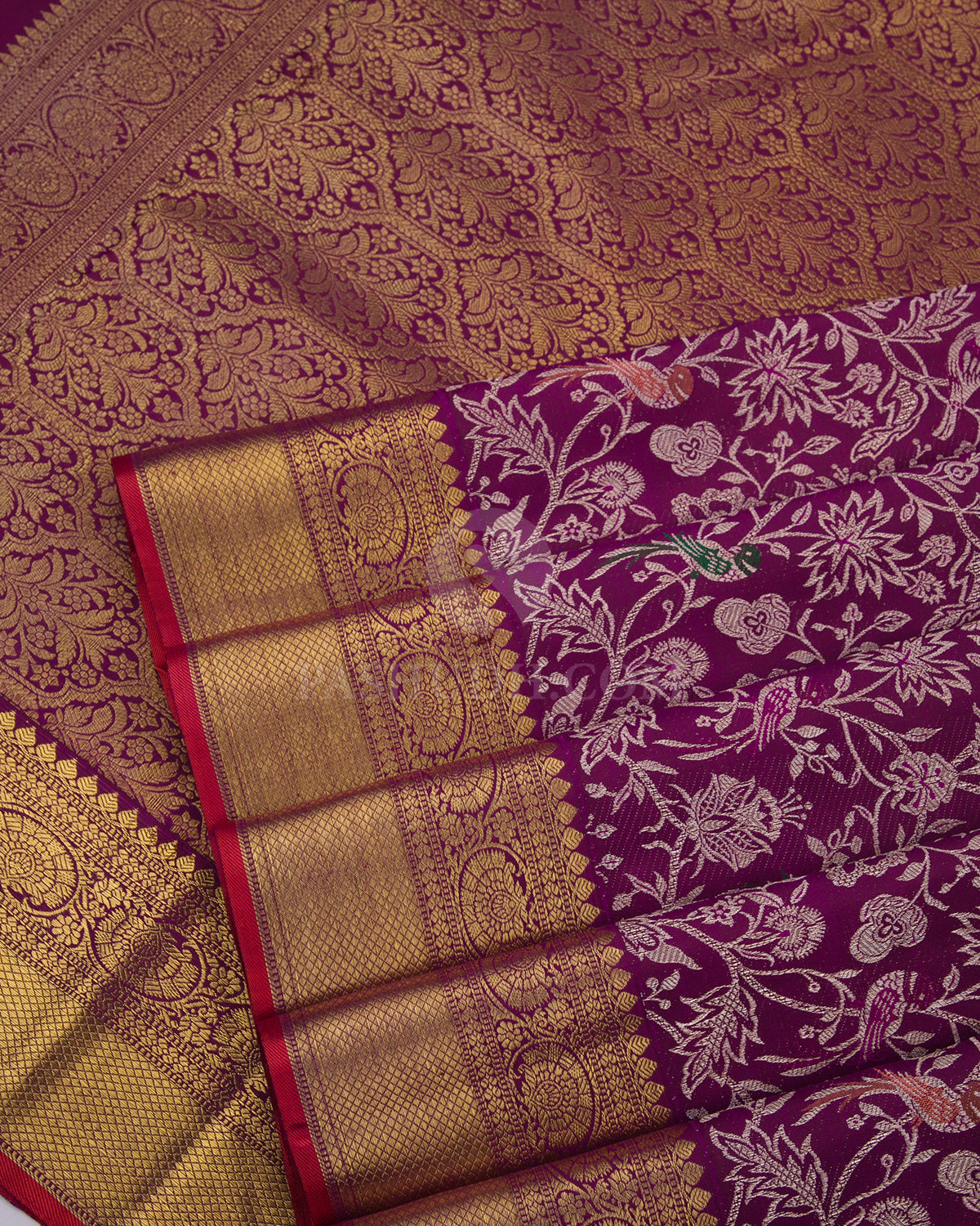Purple Pure Zari Kanjivaram Silk Saree - P109 - View 4