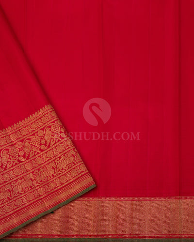 Baby Pink & Red Kanjivaram Silk Saree - S994 - View 3