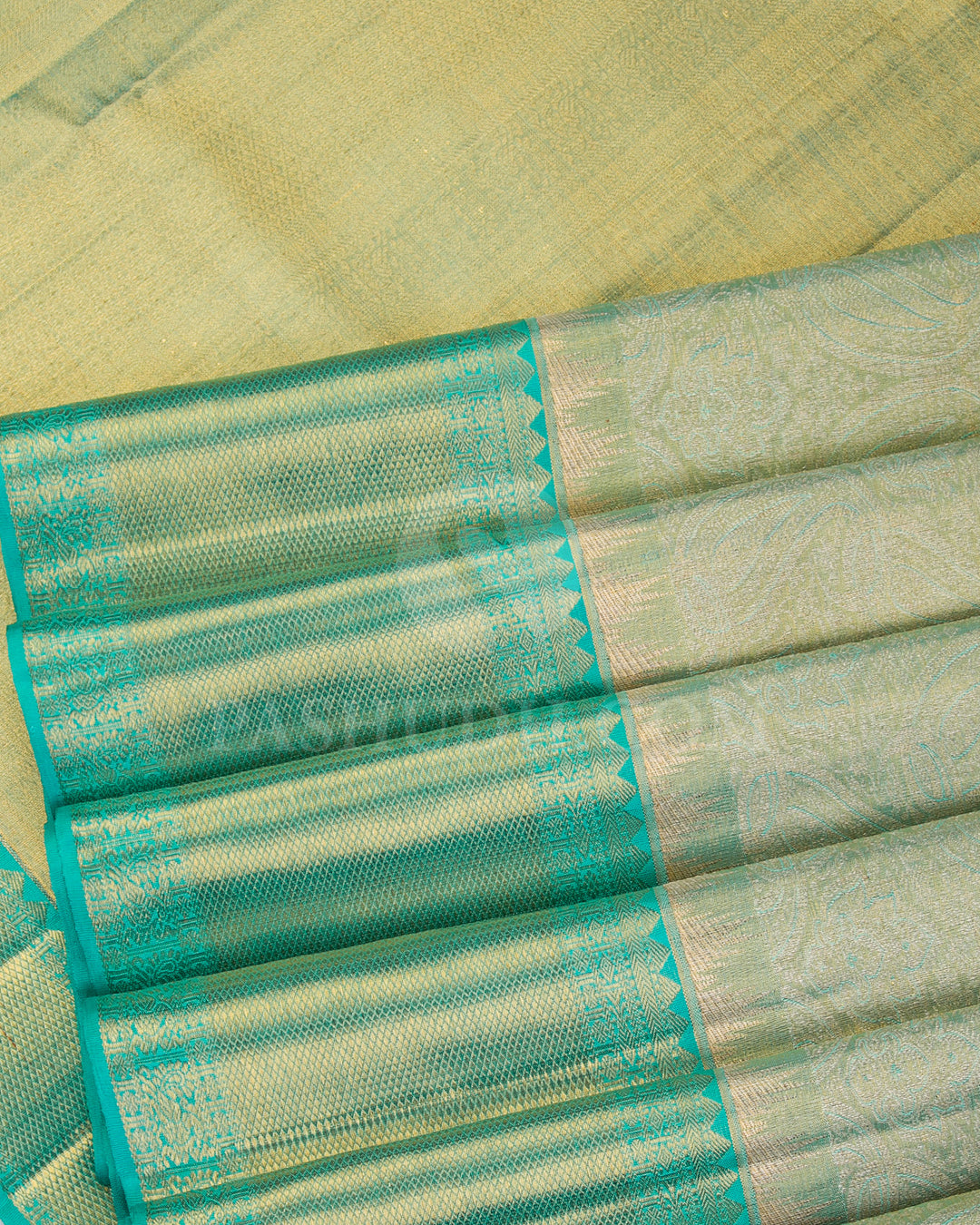 Turquoise Tissue kanjivaram Silk Saree - S1049(C) - View 4