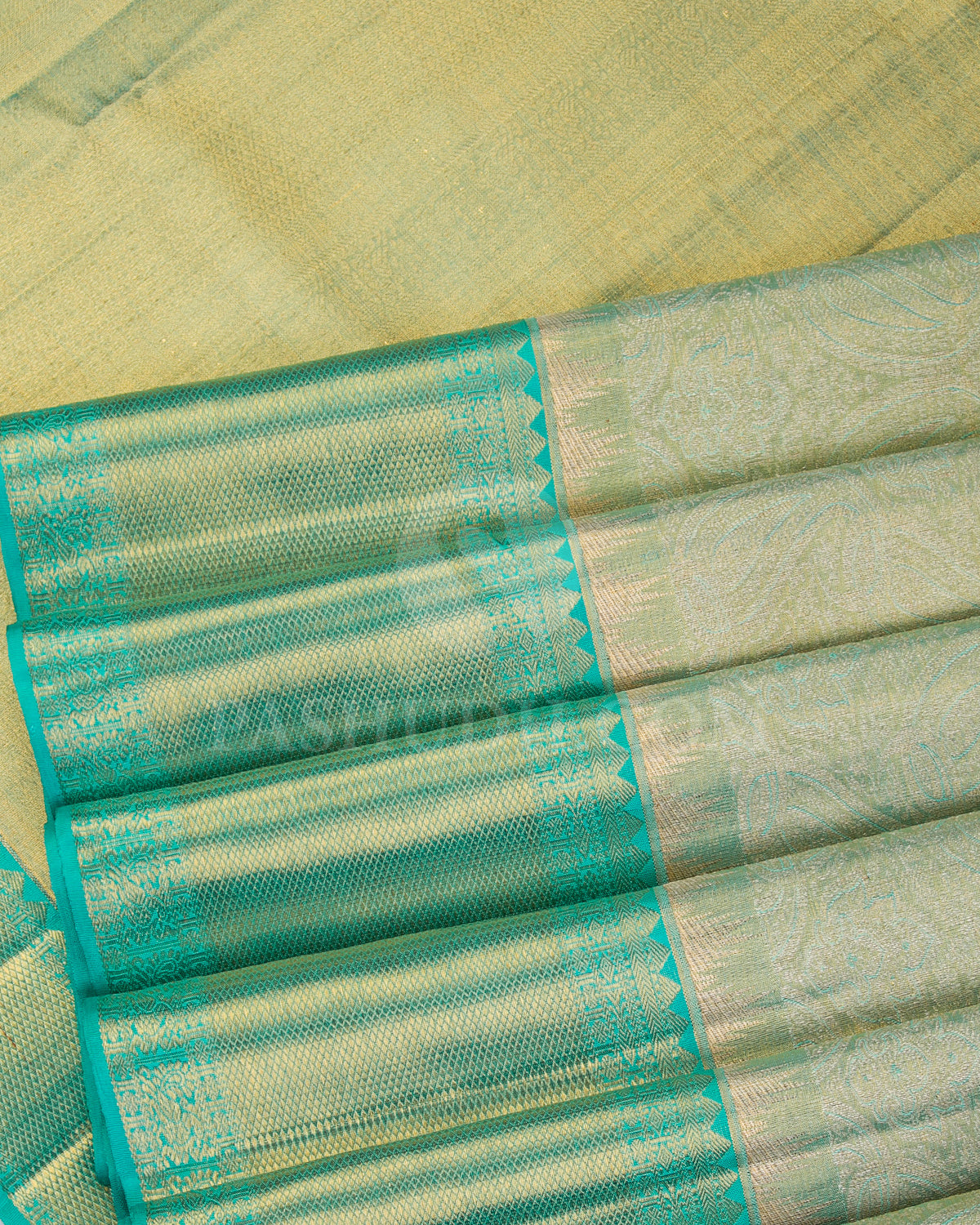 Turquoise Tissue kanjivaram Silk Saree - S1049(C) - View 4