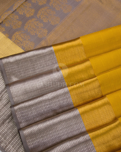 Yellow and Grey Kanjivaram Silk Saree - DT203 - View 4