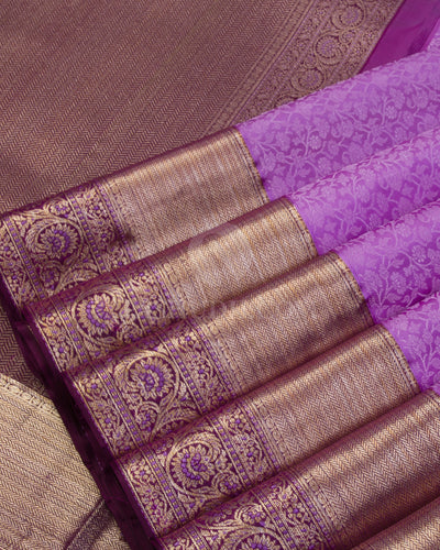 Lavender and Violet Kanjivaram Silk Saree - DT246(B) - View 3
