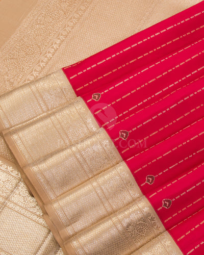Red & Beige Kanjivaram Silk Saree - S1042(A) - View 4