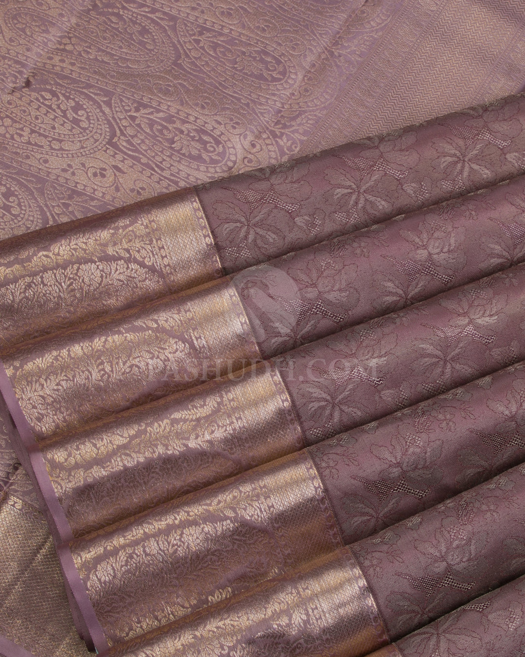 Pale Heather Purple Kanjivaram Silk Saree - DT245(B) - View 3