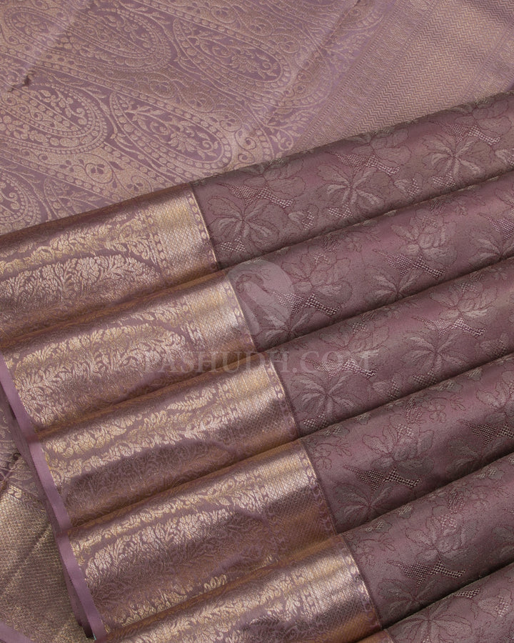 Pale Heather Purple Kanjivaram Silk Saree - DT245(B) - View 3