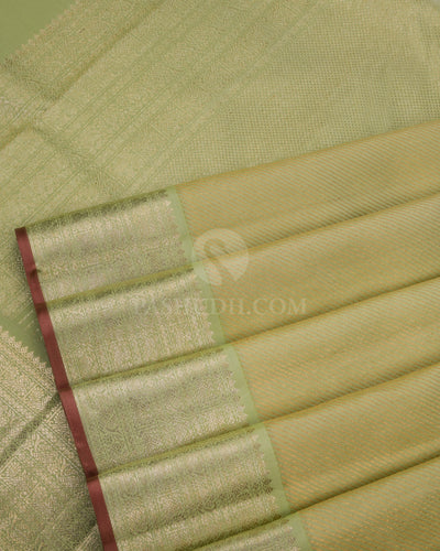 Light Green and Brown Kanjivaram Silk Saree - S783 - View 5