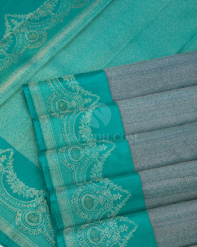 Sapphire Green Kanjivaram Silk Saree - S862 - View 5