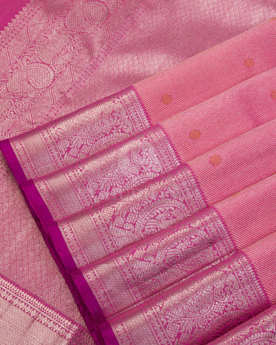 Onion Pink Shot Kanjivaram Silk Saree - S1032(A) - View 4