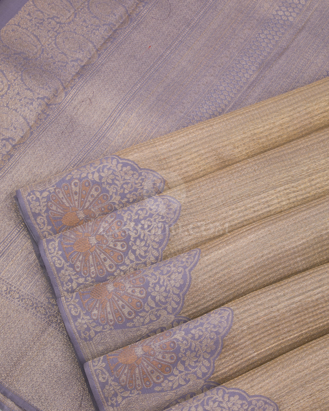 Gold & Lavender Pure Zari Kanjivaram Silk Saree - S839 - View 5