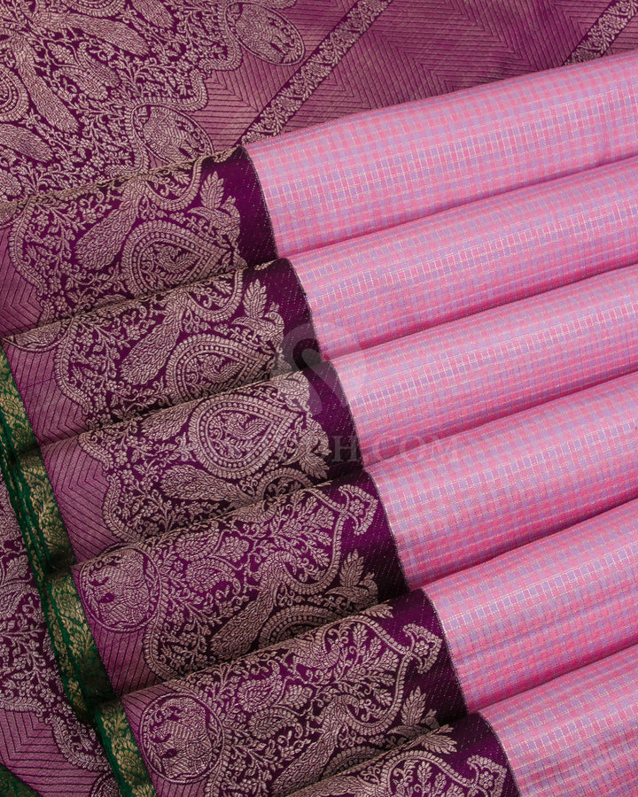 Pink, Lavender & Violet Kanjivaram Silk Saree - S1103(C) - View 4