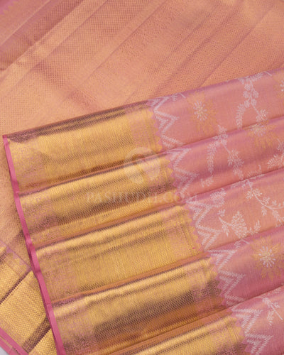Pastel Pink Pure Zari Kanjivaram Silk Saree - S815 - View 5