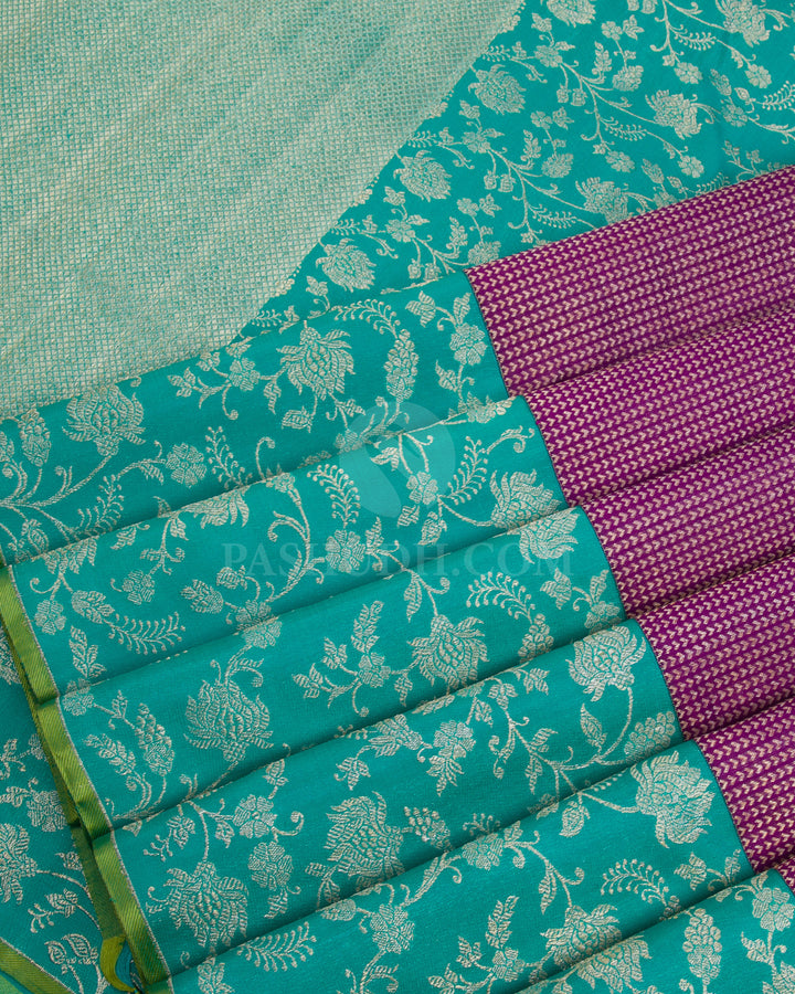 Violet and Turquoise Kanjivaram Silk Saree - S1070(C)