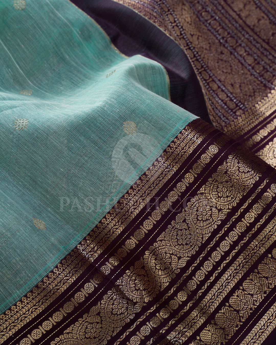 Light Mint With Betel Nut Lenin Kanjivaram Silk Saree-DA2