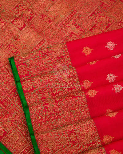 Deep Red Pure Zari Kanjivaram Silk Saree - P112 - View 5