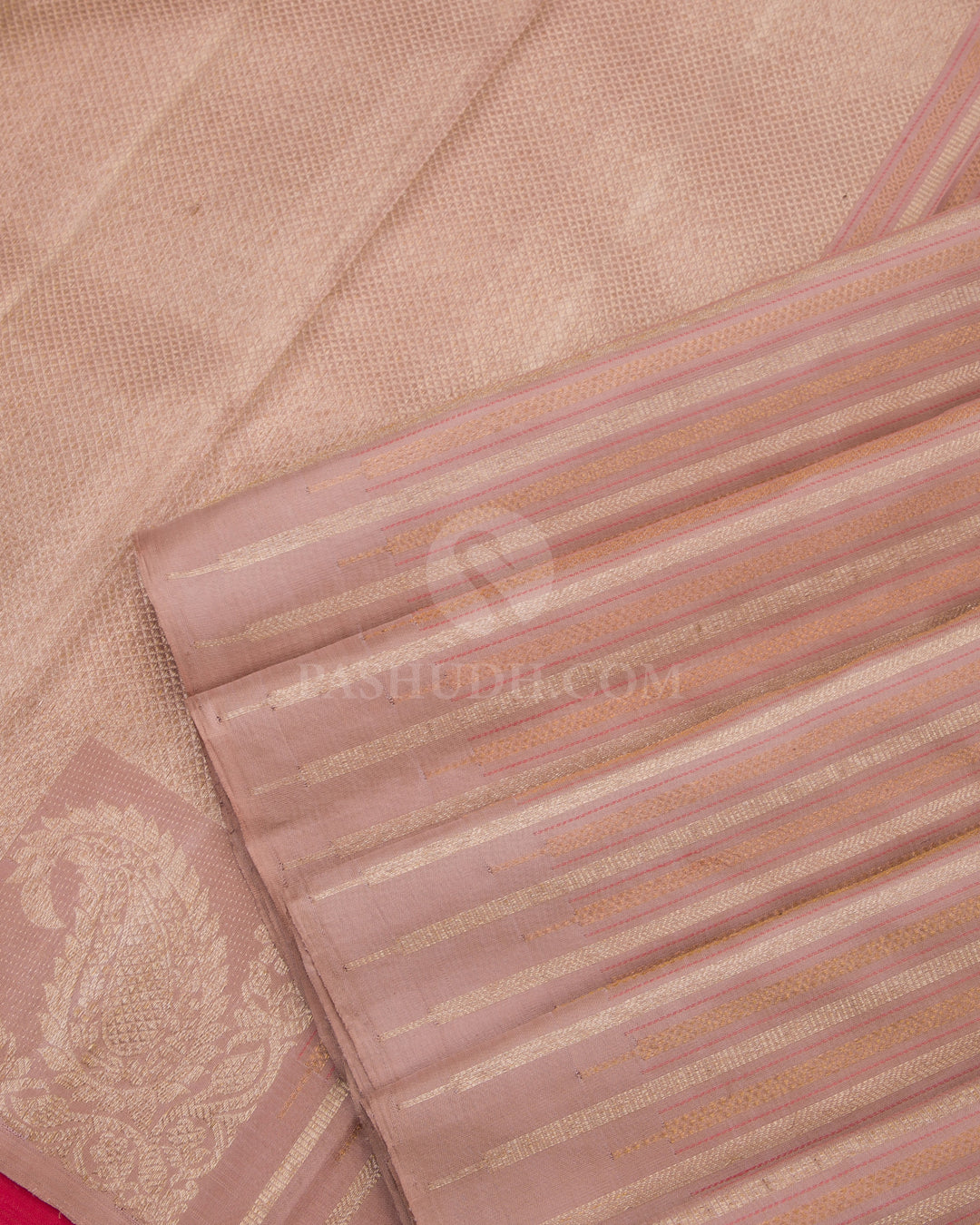 Peach Borderless Kanjivaram Silk Saree - S741- View 5