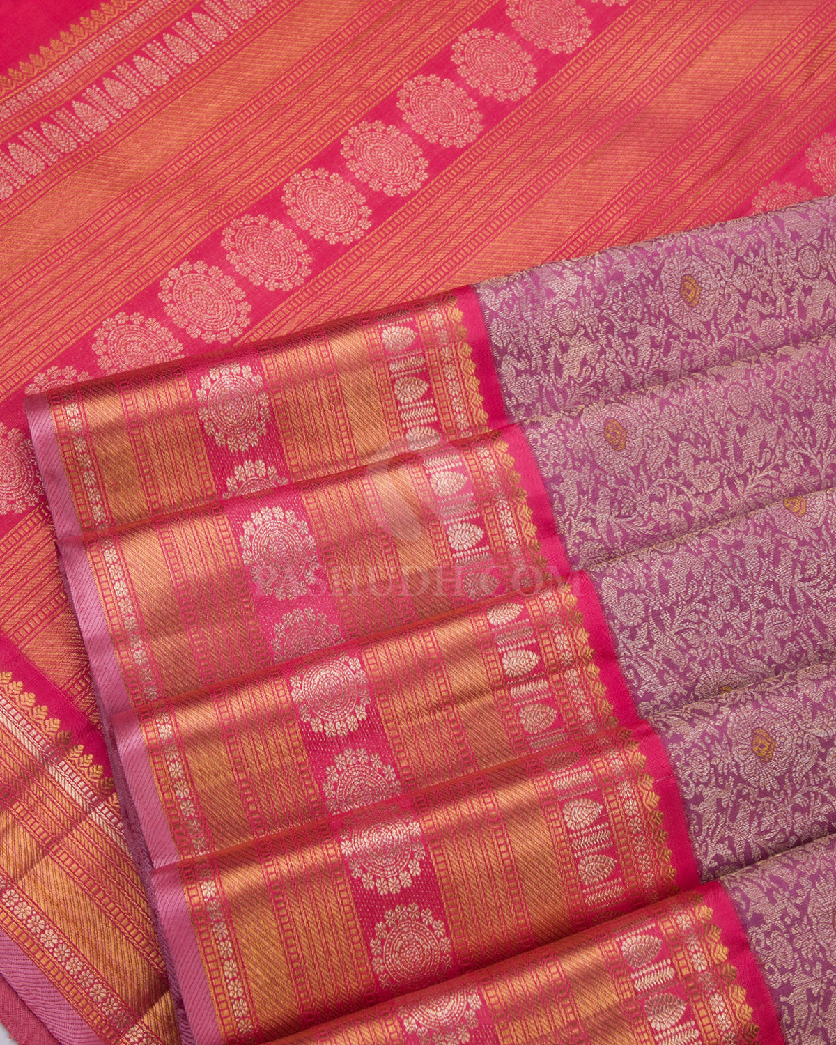 Light Purple & Light Orange Kanjivaram Silk Saree - S746