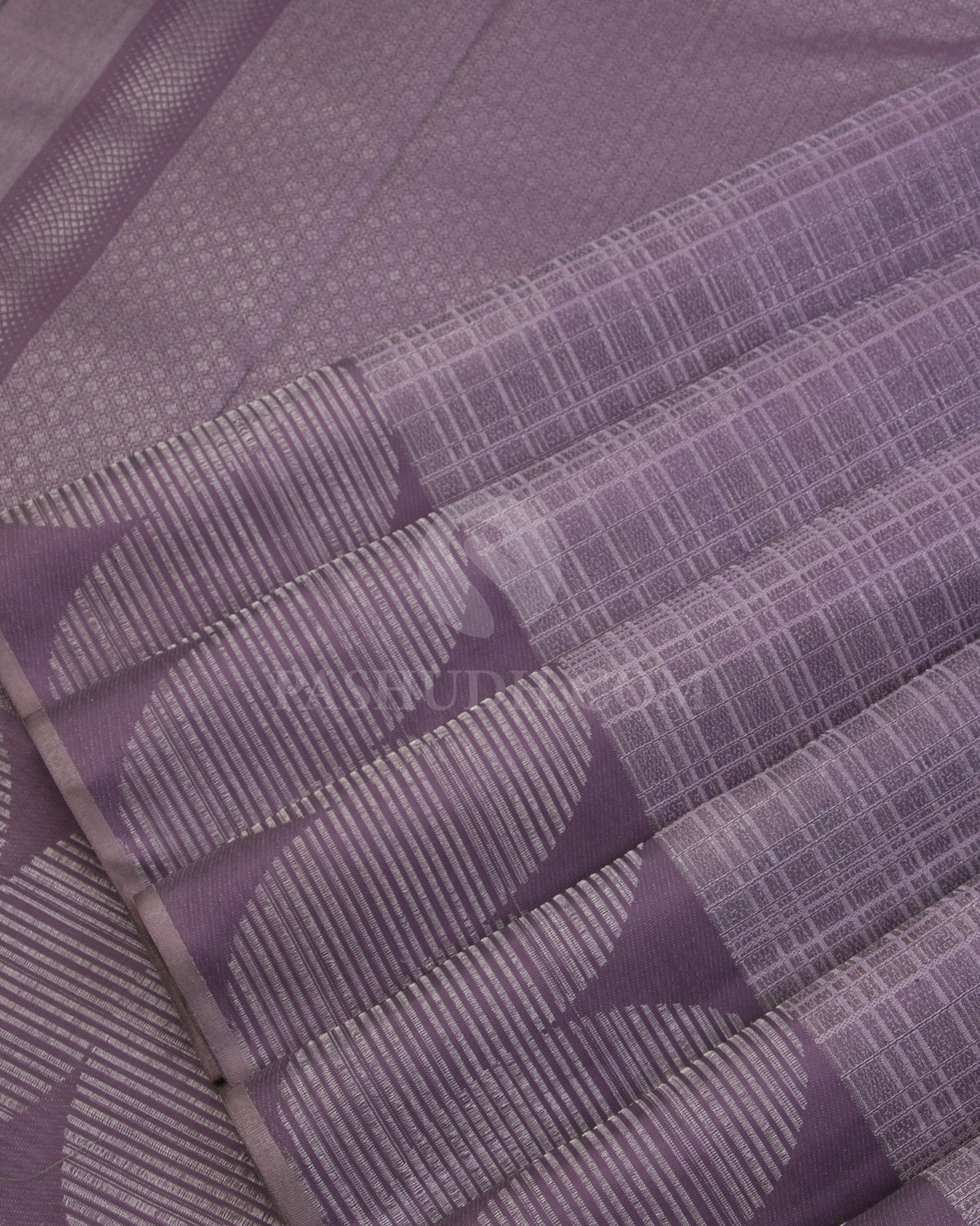 Purple Mauve & Greige Kanjivaram Silk Saree - D511(A) - View 3