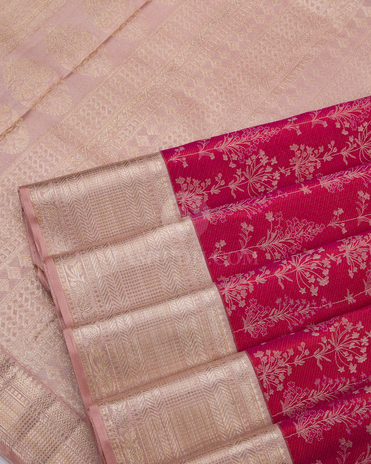 Pink and Peach Kanjivaram Silk Saree - D449 - View 4
