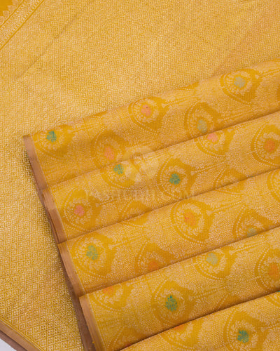 Mustard Borderless Kanjivaram Silk Saree - S7899 -View 5