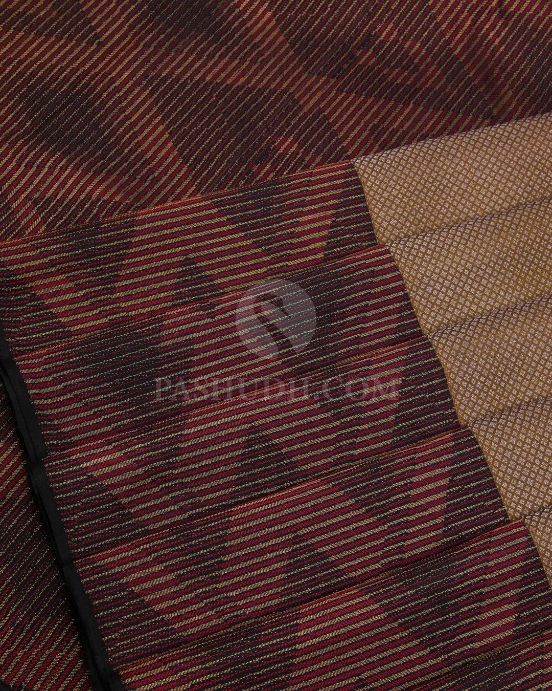 Deep Khaki & Black Kanjivaram Silk Saree - S1108(A) - View 4