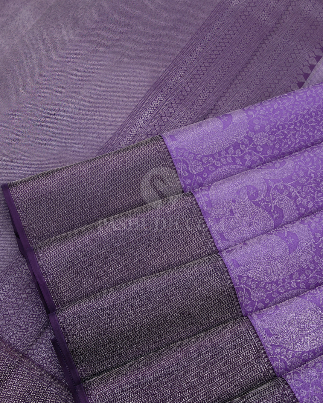 Lavender and Deep Purple Kanjivaram Silk Saree - D437 -View 4
