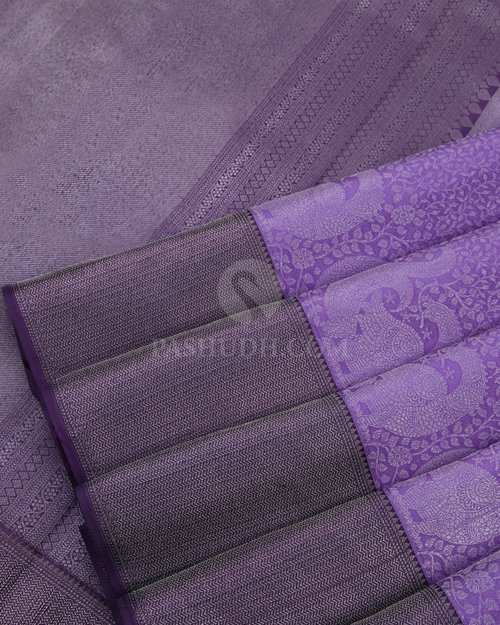 Lavender and Deep Purple Kanjivaram Silk Saree - D437 -View 4