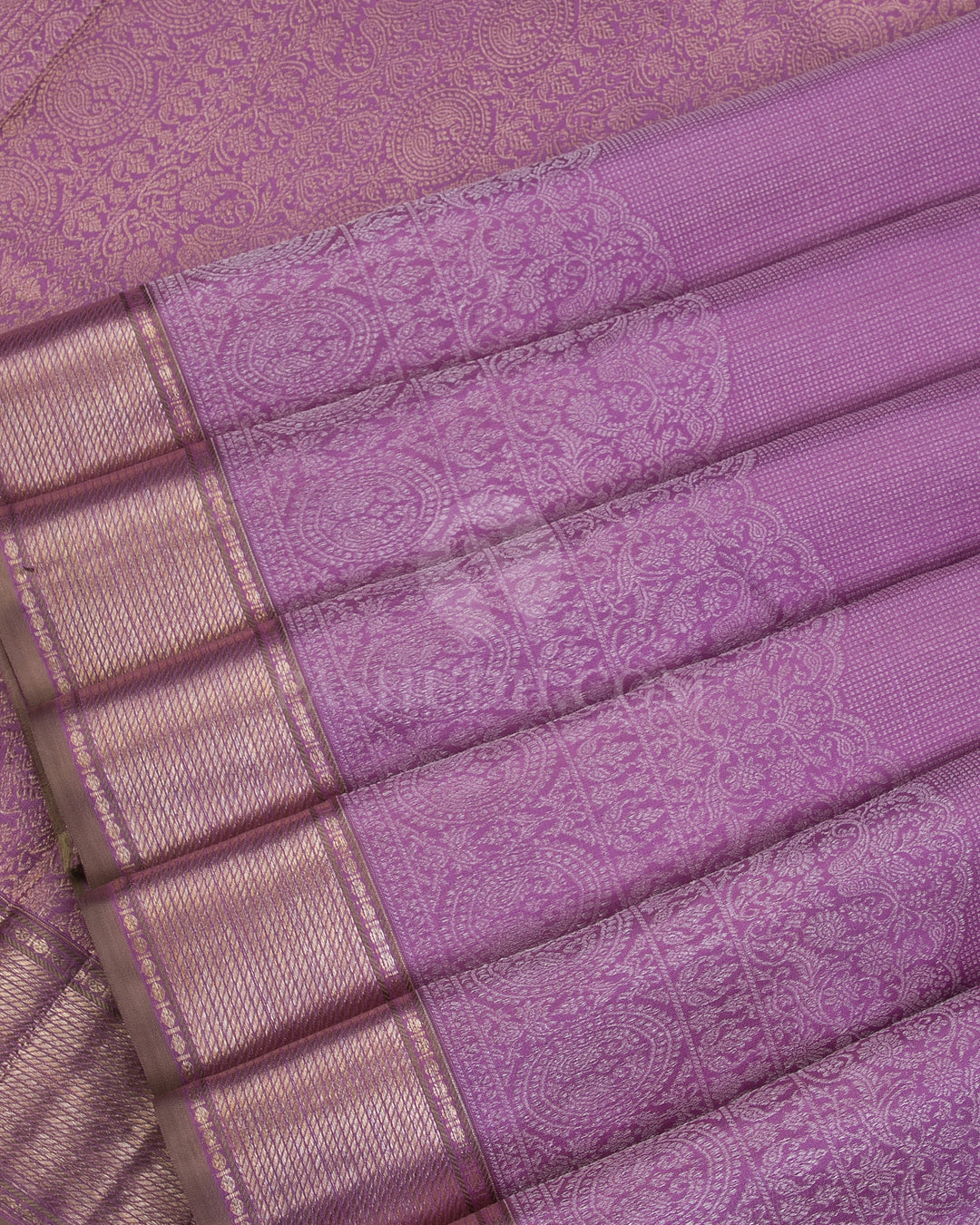 Lavender and Khaki Kanjivaram Silk Saree - DJ283(B) - View 3