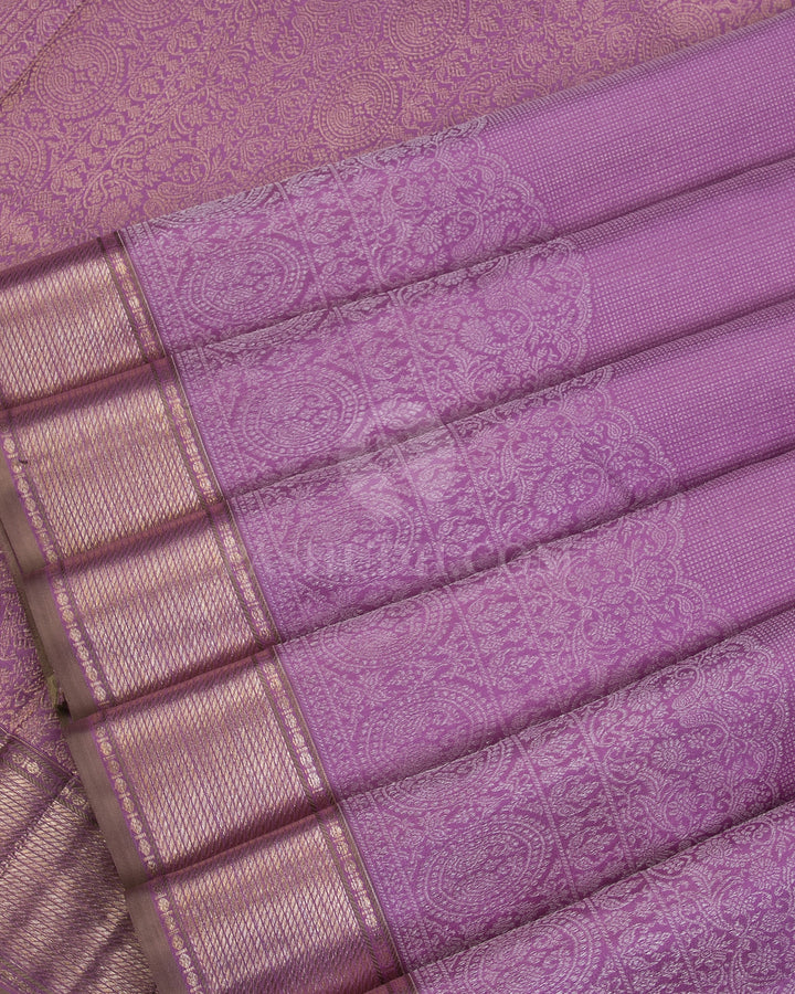 Lavender and Khaki Kanjivaram Silk Saree - DJ283(B) - View 3