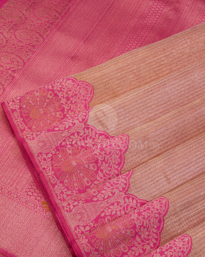 Gold & Pink Kanjivaram Silk Saree - S968 - View 4
