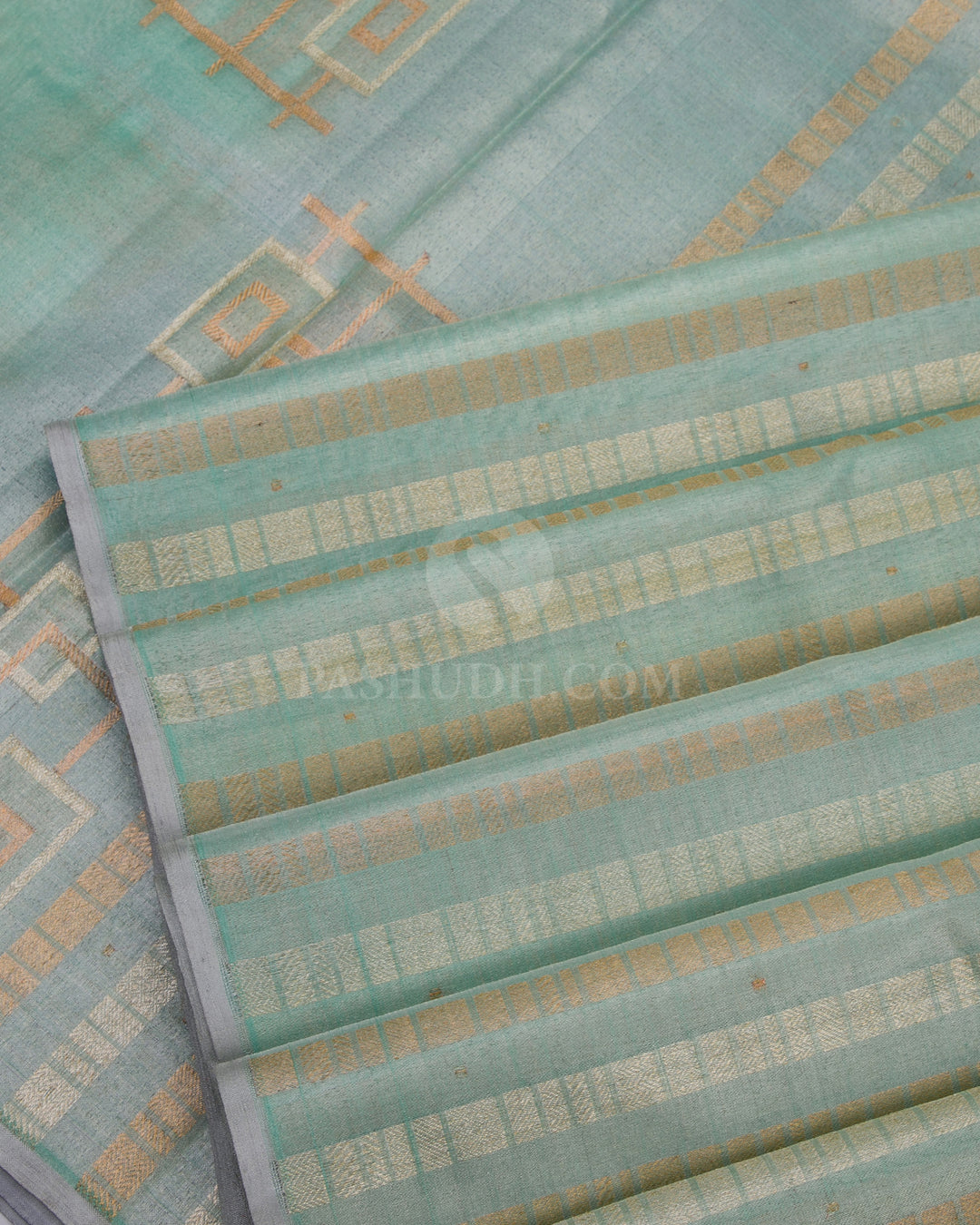 Light Green Borderless Pure Zari Kanjivaram Silk Saree - S734 - View 5