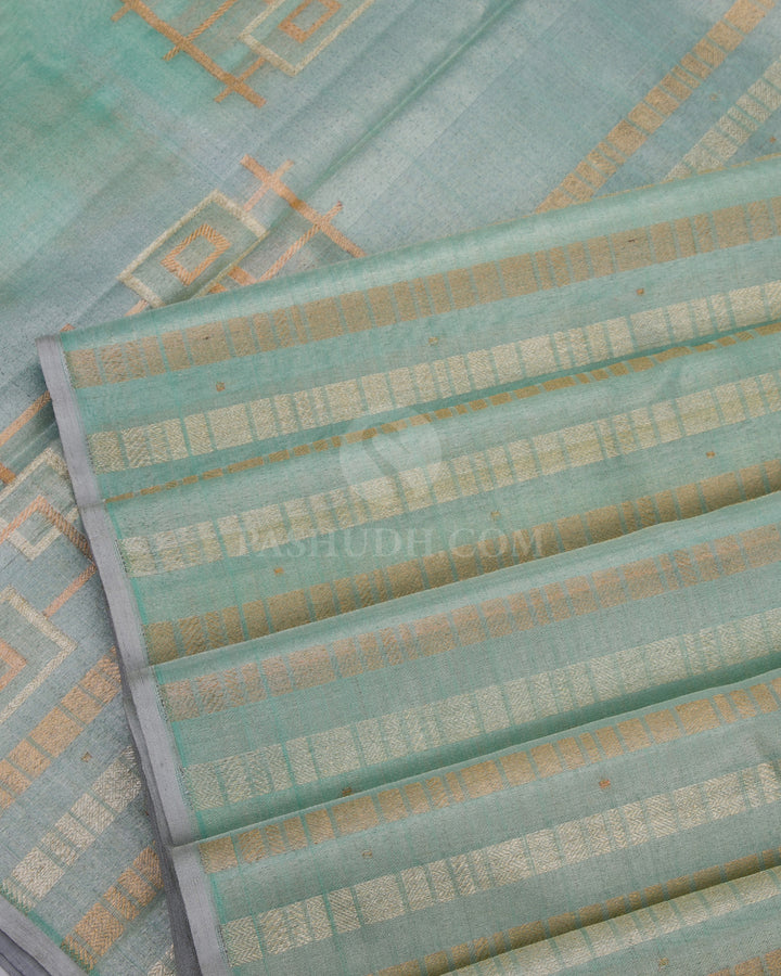 Light Green Borderless Pure Zari Kanjivaram Silk Saree - S734 - View 5