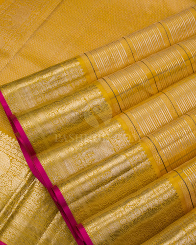 Turmeric Yellow Kanjivaram Silk Saree - DJ273(B) - View 3