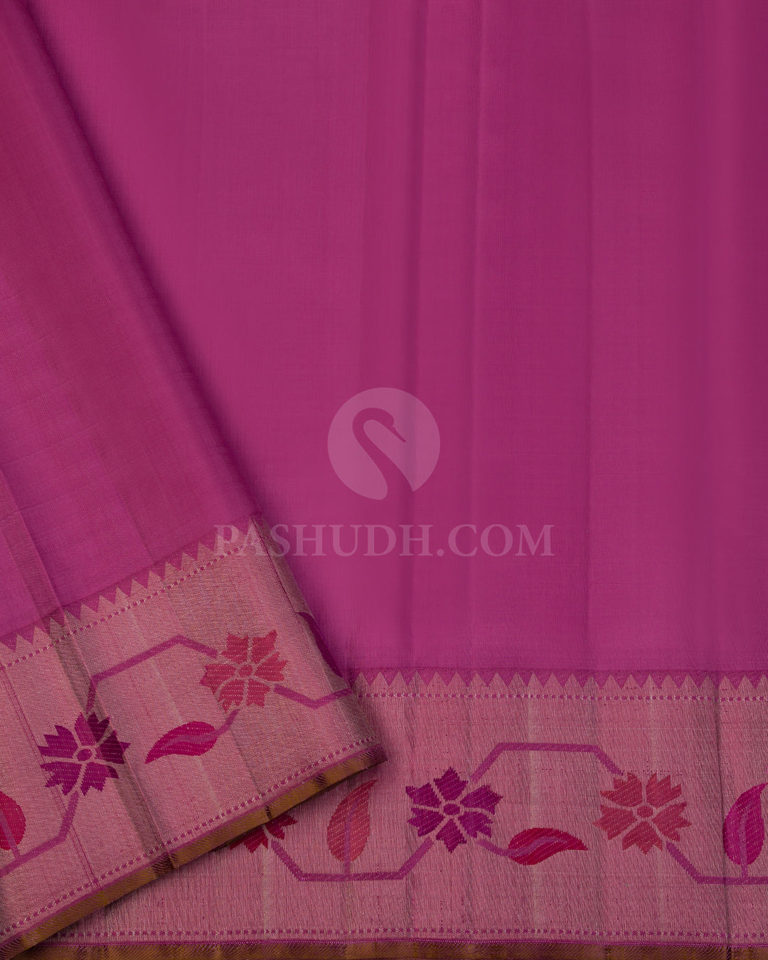 Mauve Kanjivaram Silk Saree with Paithani Border - S1000 - View 3