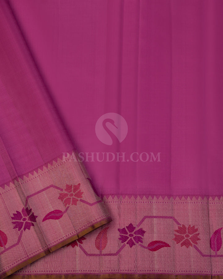 Mauve Kanjivaram Silk Saree with Paithani Border - S1000 - View 3