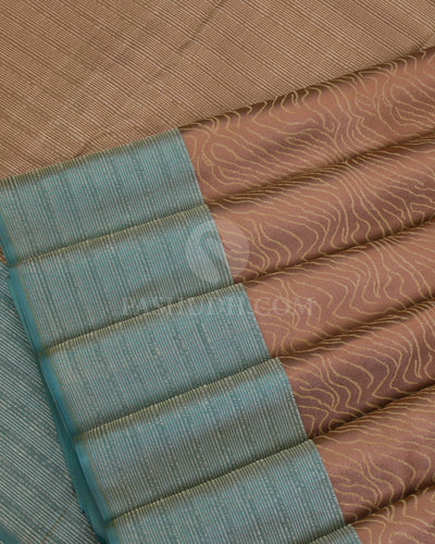 Bronze and Pastel Blue Kanjivaram Silk Saree - D507(C) - View 3