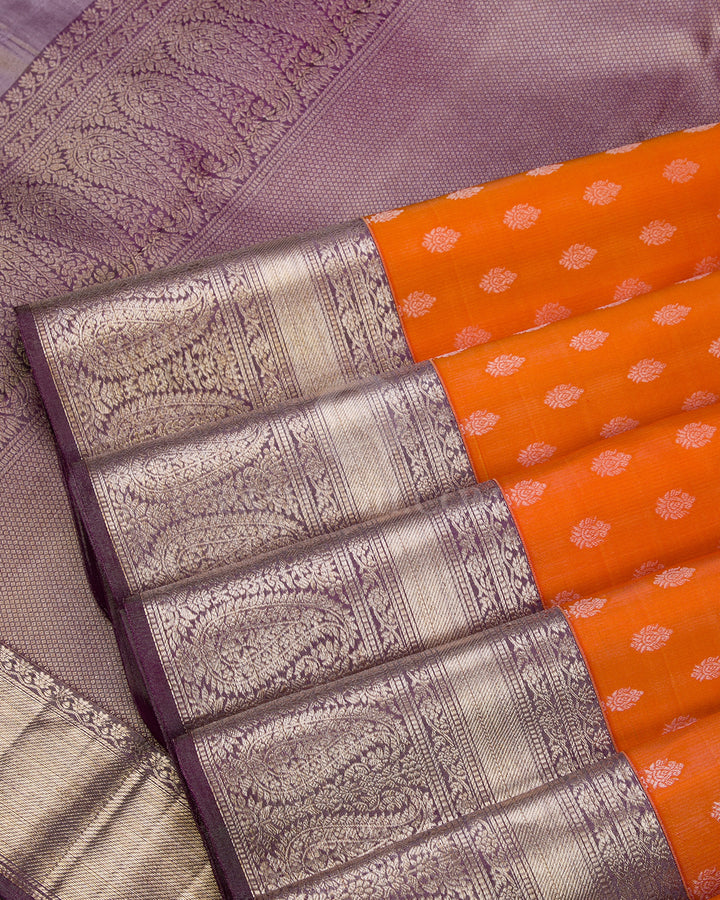 Orange and Violet Kanjivaram Silk Saree - DT206
