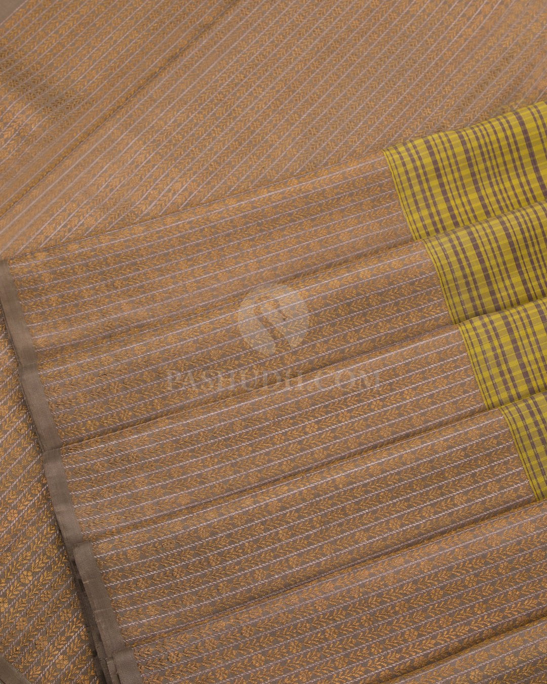 Yellow and Ash Grey Kanjivaram Silk Saree - S749 - View 5