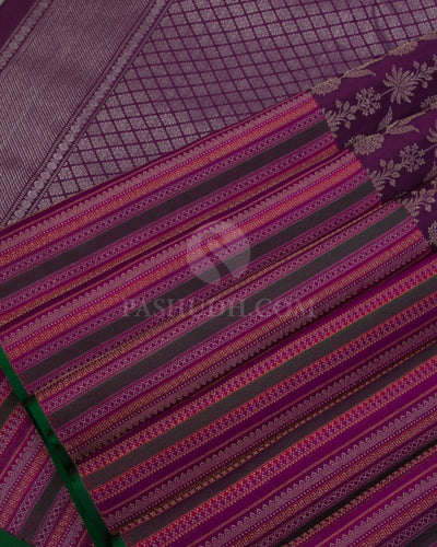 Purple, Magenta, Red & Green Kanjivaram Silk Saree - DJ292(A) - View4