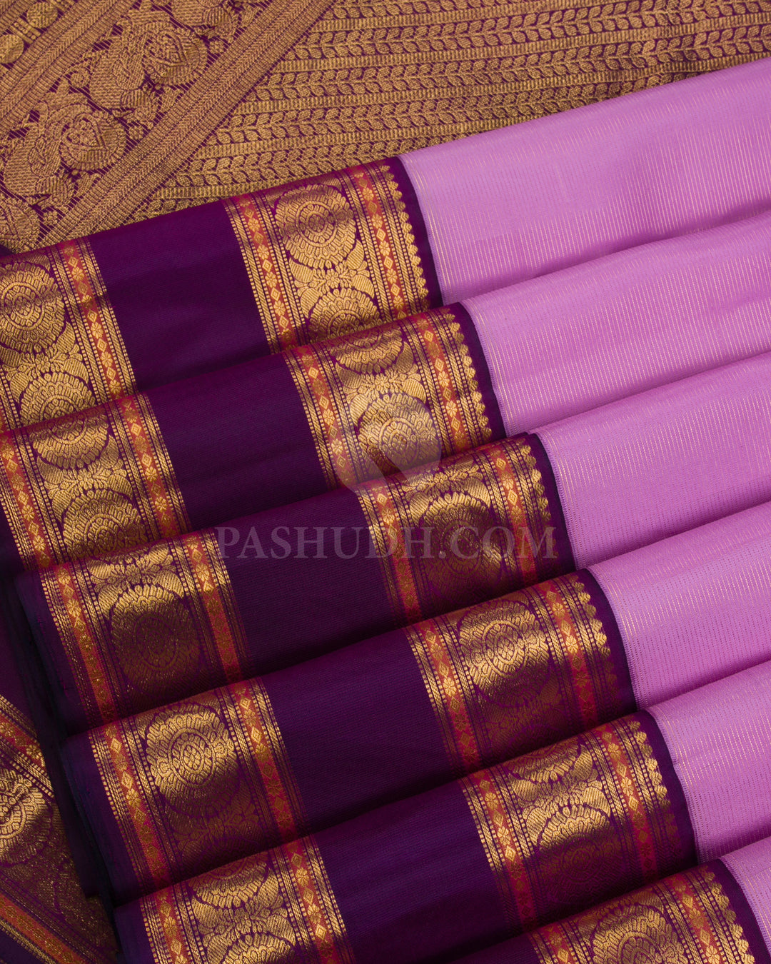 Lavender & Dark Violet Kanjivaram Silk Saree - D16 - View 3