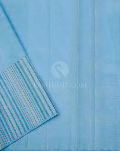 Blue and Powder Blue Kanjivaram Silk Saree - S971 - View 3